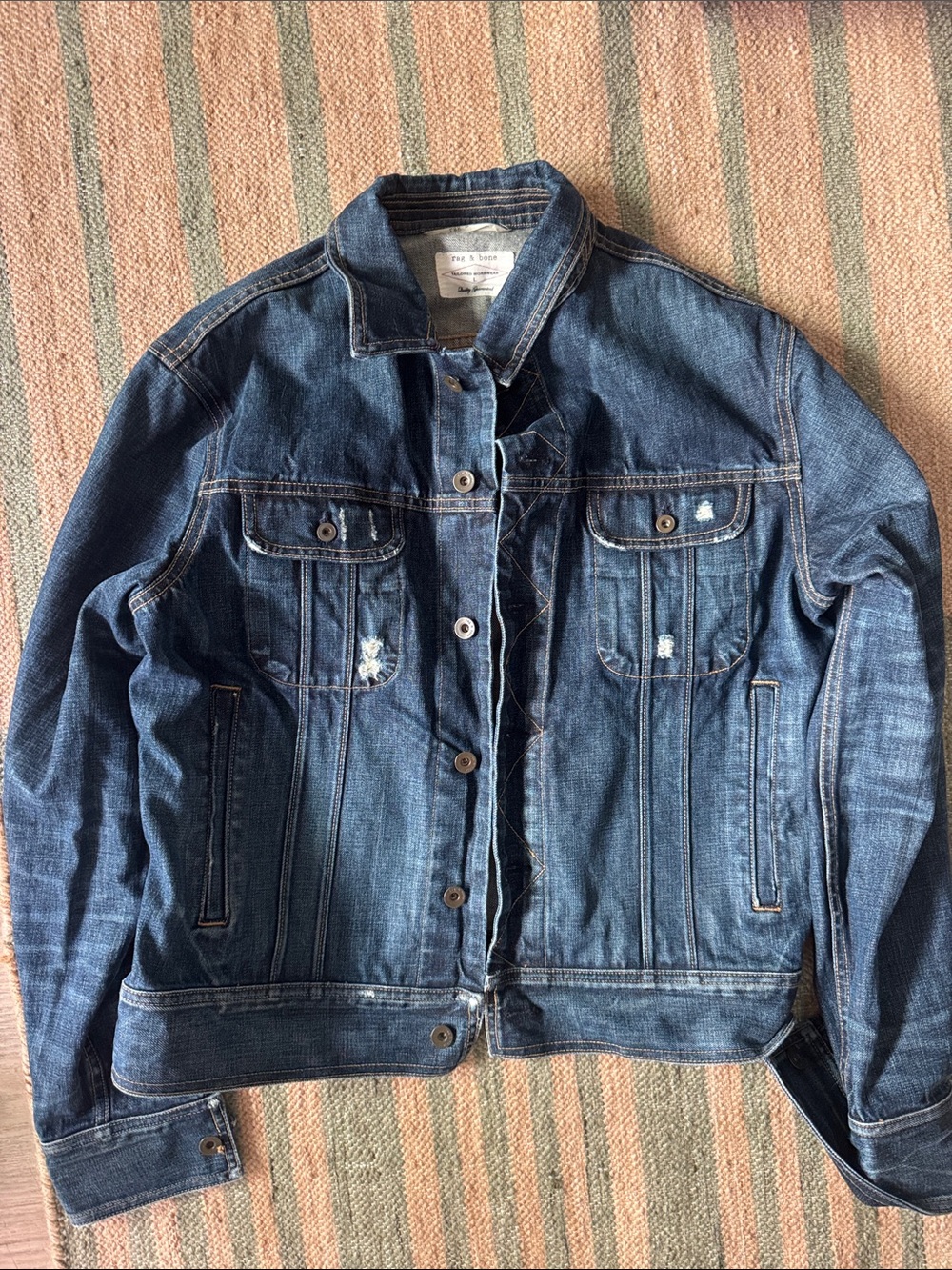 rag & bone Distressed Blue Denim Jacket